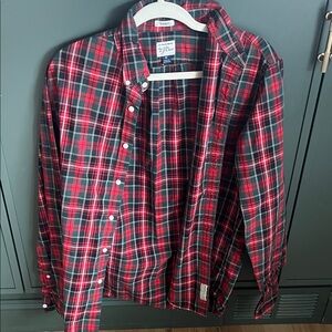 J. Crew Men's Red and Green Plaid Shirt